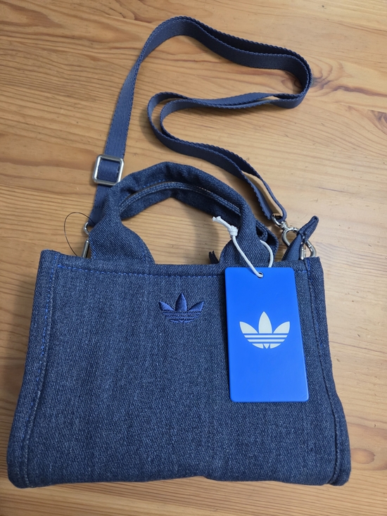 adidas Originals Handbags - adidas Originals Navy Denim Mini Tote with Trefoil Tag